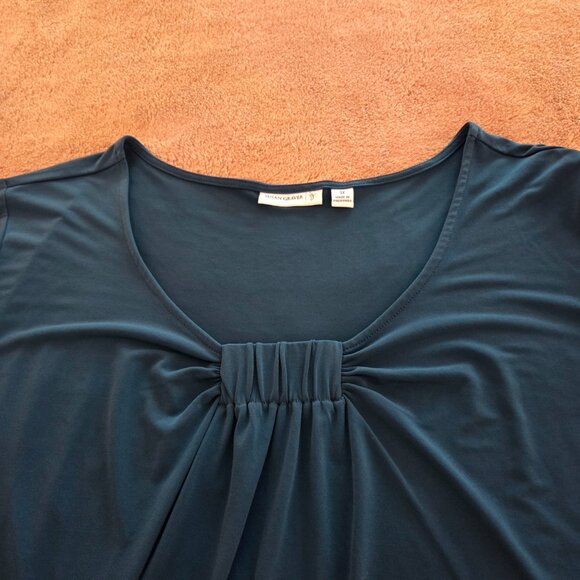 Susan Graver Liquid Knit Pullover Tunic Top Size 3X Pleated Neck Forest Green - Picture 4 of 9